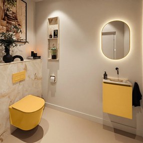 Mondiaz Ture DLux toiletmeubel 40cm ocher met wastafel frappe rechts zonder kraangat
