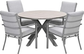 Garden Impressions Senja tuinset 5-delig valley sand - Tulli tuintafel Ø122x75 cm - light teak vironwood