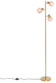 Smart vloerlamp met dimmer goud met roze glas 3-lichts incl. 3 Wifi P45 - Vidro Art Deco E14 bol / globe / rond Binnenverlichting Lamp