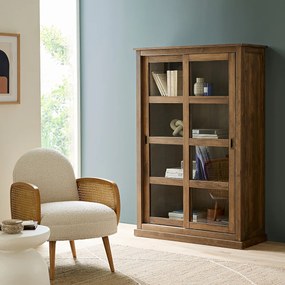 Lage 2-deurs vitrinekast in massief grenen en MDF, Lunja