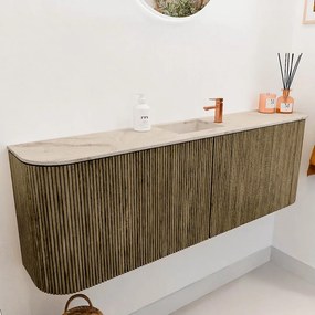 Mondiaz Joya DLux 125cm toiletmeubel ronding links/rechts dusk met wastafel faye midden 1 kraangat frappe