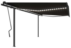 vidaXL Luifel handmatig uittrekbaar met LED 4,5x3,5 m antracietkleurig