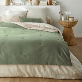 Gematelasseerd dekbed in effen fluwelen katoenen linnen, Velvet