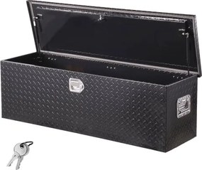 VEVOR Aluminium gereedschapskist voor op de laadbak van een vrachtwagen met zijhandgreep en afsluitbare sleutels, opbergkist voor aanhangwagen, pick-up, camper (762 x 330,2 x 243,84 mm) Zwart