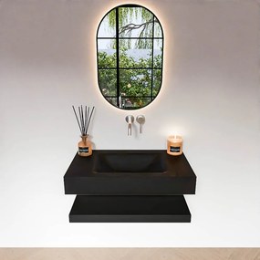 Zaro Alan badmeubel 80cm met planchet urban en vrijhangende wastafel cloud midden zonder kraangat urban