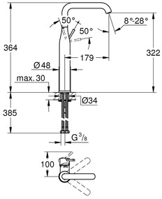 Grohe Essence New wastafelkraan XL-size met hoge draaibare uitloop gladde body cartouche brushed hard graphite