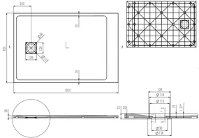 Saniclear Naxos SMC douchebak stone-look 120x80cm grijs mat