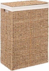 5Five compacte rieten wasmand met deksel 40L– Natuurlijk en functioneel ontwerp - L37 x B22 x H55 cm