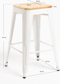 Torix lage kruk van natuurlijk hout