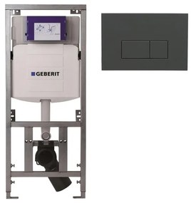 Geberit Inbouwreservoir - UP320 - QeramiQ push bedieningsplaat - dualflush - bedieningsplaat antraciet mat - rechthoekige knoppen - wit glans SW1102377 0701131