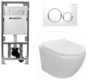 Go toiletset compact Rimless inclusief UP320 toiletreservoir met softclose en quickrelease toiletzitting met sigma20 bedieningsplaat wit 0701131/sw53743/sw242519/