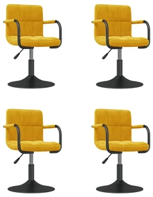 vidaXL Eetkamerstoelen draaibaar 4 st fluweel mosterdgeel