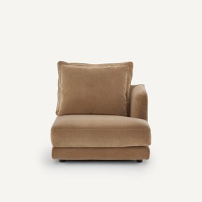 Halve bank rechts, modulair, van stonewashed fluweel, TIBERIO
