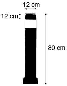 Moderne buitenpaal zwart 80 cm incl. LED IP55 - Elisa Modern Buitenverlichting vierkant