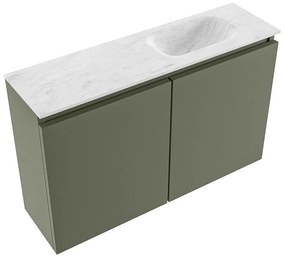 Mondiaz Ture DLux toiletmeubel 80cm army met wastafel opalo rechts zonder kraangat