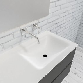 Zaro Valencia Solid Surface badmeubel 120cm mat antraciet zonder kraangat spoelbak rechts 4 lades