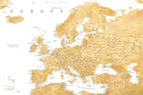 Kaart Detailed map of Europe in gold, Blursbyai