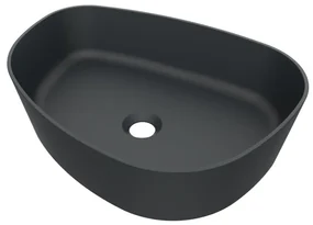 Arcqua Rocker waskom - 50x37x13cm - opbouw - rechts - organisch - cast marble antraciet mat WAS469104