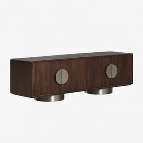 Melisand Tv-meubel Van Mangohout En Roestvrij Staal Donker Handvat Hout & 180 X 40 Cm - Sklum