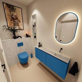 MONDIAZ TURE-DLUX 120cm toiletmeubel Jeans. EDEN wastafel Opalo positie rechts. Zonder kraangat. TUREDX120JEAR0OPA