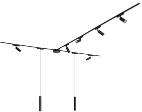 LED Railsysteem met 6 Spot / Opbouwspot / Plafondspots en 2 hanglampen zwart 1-fase - Magnetic Samson Cassie Modern Binnenverlichting Lamp