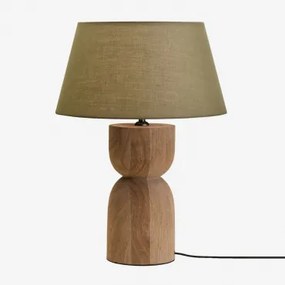 Mangohouten Tafellamp Diniz ?30 Cm & Saliegroen Ø40 Cm - ?25 Cm Monaco - Sklum