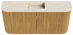 Mondiaz Joya DLux 95cm toiletmeubel ronding links/rechts oak met wastafel faye midden 1 kraangat meli