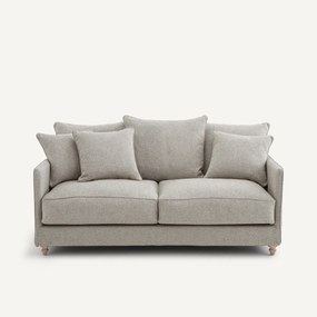 Compacte slaapbank in viscose met structuur en linnen, LAZARE