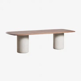 Rectangulaire Eettafel 270x110 Cm In Acaciahout Leighton Donker Acaciabruin & Lichtgrijs - Sklum