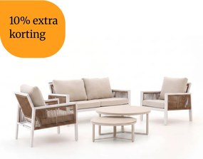 + 10% kassakorting | Stoel-bank loungeset Manifesto  | 4 personen | Loungeset Wit | Aluminium | Kees Smit Tuinmeubelen