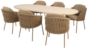 4 Seasons Outdoor Molina tuinset met Hampton tafel 240 cm Tuinstoel   beige weerbestendig