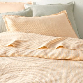 Gestreept kussensloop in gewassen linnen Limona