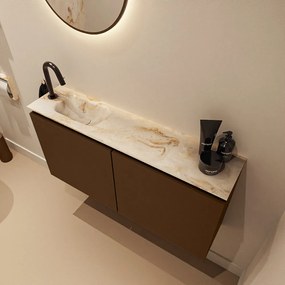 Mondiaz Ture DLux toiletmeubel 100cm rust met wastafel frappe links met kraangat