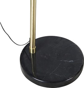 Booglamp messing met zwarte marmeren voet met kap messing - XXL