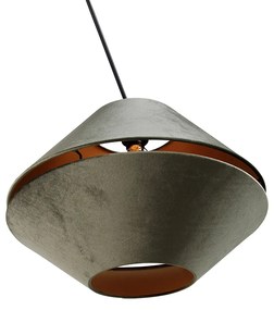 Hanglamp zwart met dubbele velours lampenkap groen met gouden binnenkant - Blitz Klassiek / Antiek, Modern E27 rond Binnenverlichting Lamp