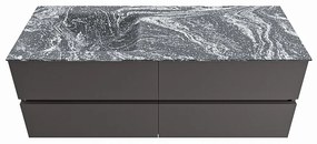 Mondiaz Vica DLux badmeubel 130cm dark grey 4 lades met wastafel lava links zonder kraangat