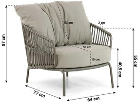 Stoel en Bank Loungeset 5 personen Aluminium/rope Taupe  4 Seasons Outdoor Capalbio/Sentis