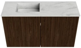 Mondiaz Joya DLux 70cm toiletmeubel walnut met wastafel faye links 1 kraangat opalo