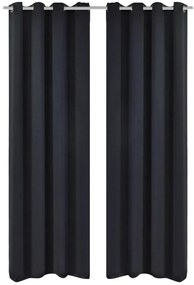 vidaXL Gordijnen met metalen ringen 135 x 245 cm 2 stuks (zwart)
