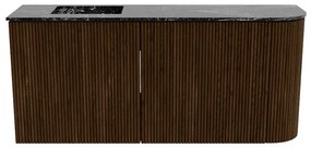 Mondiaz Joya DLux 90cm toiletmeubel ronding rechts walnut met wastafel faye links 1 kraangat lava