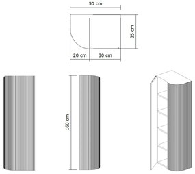 Gliss Design Alluro kolomkast 160cm met ronding rechts charcoal