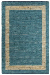 vidaXL Vloerkleed handgemaakt 80x160 cm jute blauw