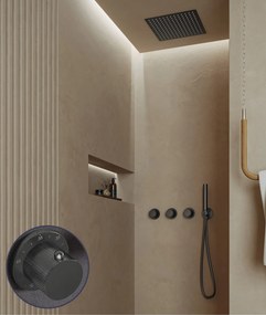 Saniclear Plus Curved inbouw regendouche met inbouw douchekop 30x30cm en staafhanddouche verouderd ijzer - gunmetal