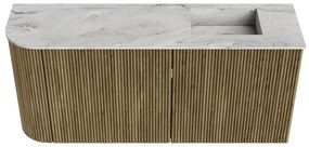 Mondiaz Joya DLux 90cm toiletmeubel ronding links dusk met wastafel faye rechts zonder kraangat glace