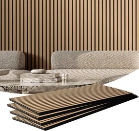 VEVOR akoestische panelen, akoestisch bord, 1200 x 600 mm, MDF accenthouten wandpanelen voor moderne binnenmuurdecoratie, imitatiehouten wandpanelen voor geluidsreductie, licht eiken, set van 4