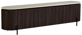 Walnoot Tv-meubel Met Travertin Blad - 200x40x55cm.