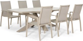Tuinset 6 personen 220 cm Aluminium Zand/Beige Lifestyle Garden Furniture Ultimate/Belluno