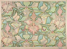 Mucha, Alphonse Marie - Kunstdruk Wallpaper design, (40 x 30 cm)