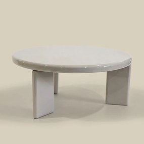 Ronde Salontafel Hoogglans Beige - 80 X 80cm.