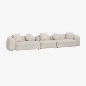3-delige Modulaire Bank In Chenille Coco Chenille Dik Wit - Sklum